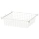 Wire storage basket HJÄLPA with mesh, removable rail, steel & plastic wheels.