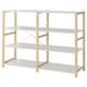 Option: IVAR 2 sections/shelves, pine/metal white, 175x50x124 cm