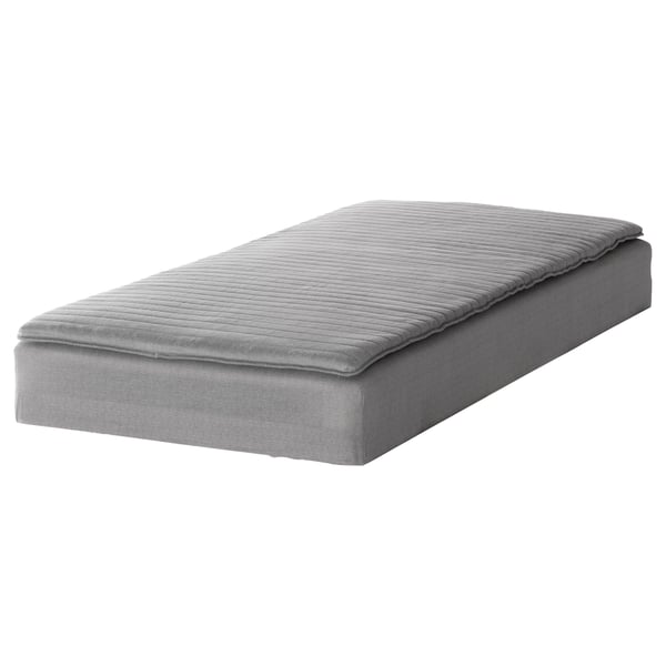 JÄRNUDDA Sprung base incl. mattress pad, light grey, 90x200 cm
