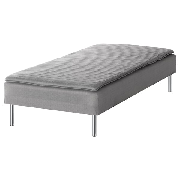 JÄRNUDDA Sprung base incl. mattress pad, light grey, 90x200 cm