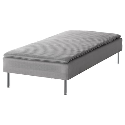 JÄRNUDDA Sprung base incl. mattress pad, light grey, 90x200 cm