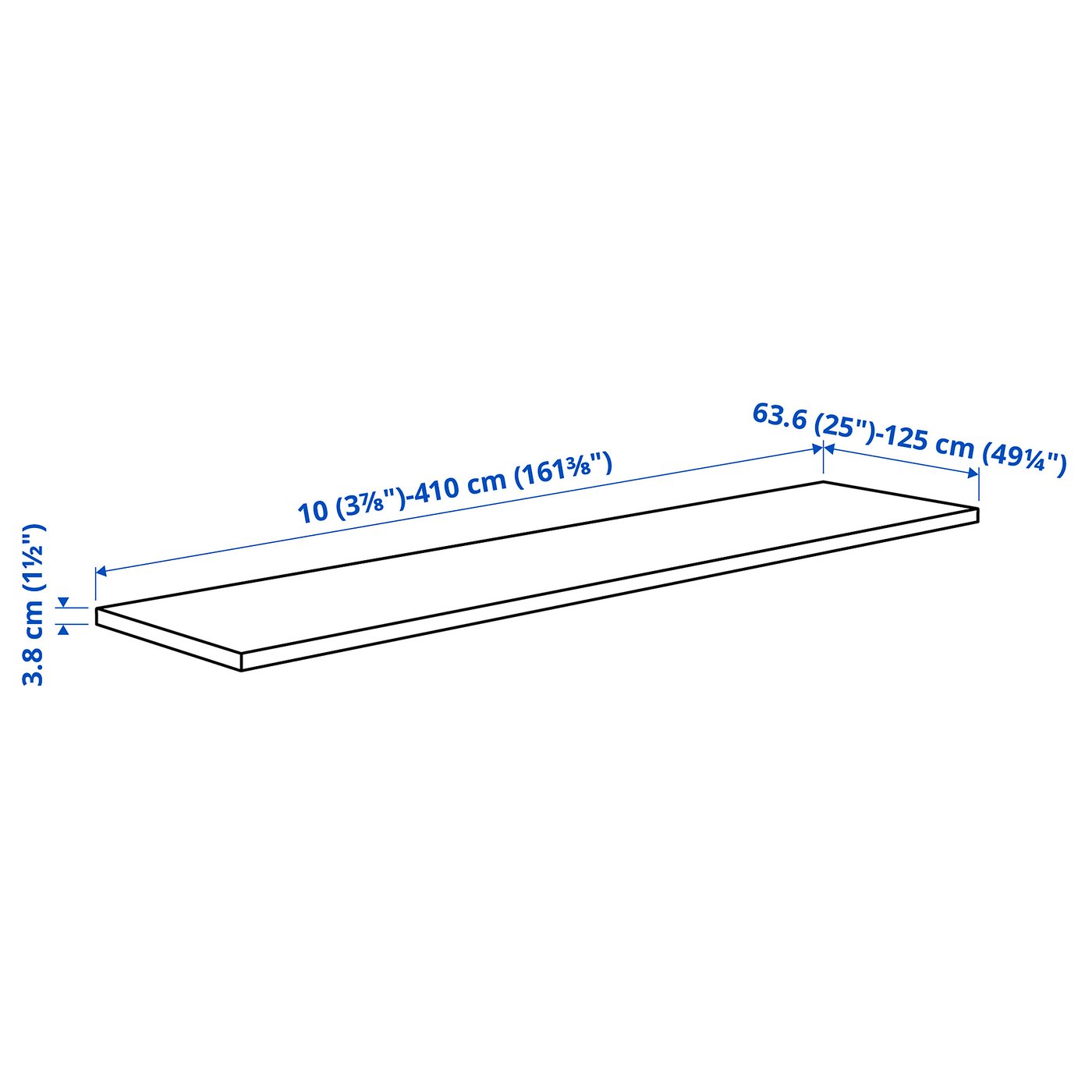 KARLBY custom made worktop, walnut/veneer, 63.6-125x3.8 cm - IKEA