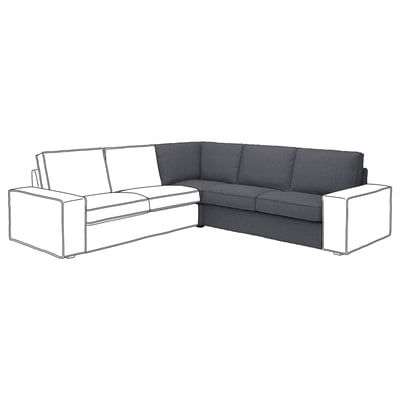 KIVIK sectional sofa, dark grey, l-shape, soft cushions, modern design.