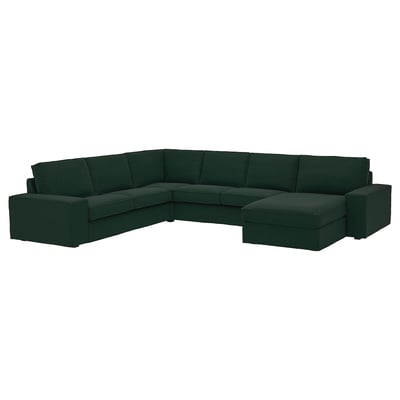 KIVIK Corner sofa, 5-seat w chaise longue, Tallmyra dark green