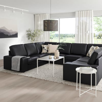 KIVIK U-shaped sofa, 6 seat, Grann/Bomstad black