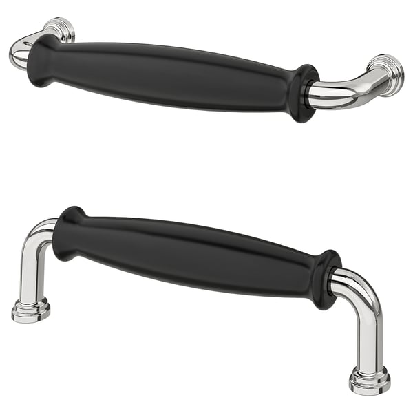 KLINGSTORP Handle, black/chrome-plated, 141 mm