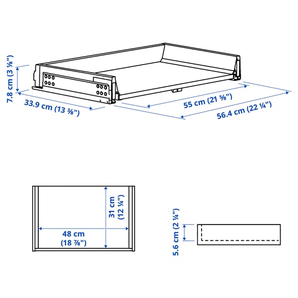 KNIVSHULT Drawer, low, dark grey, 60x37 cm