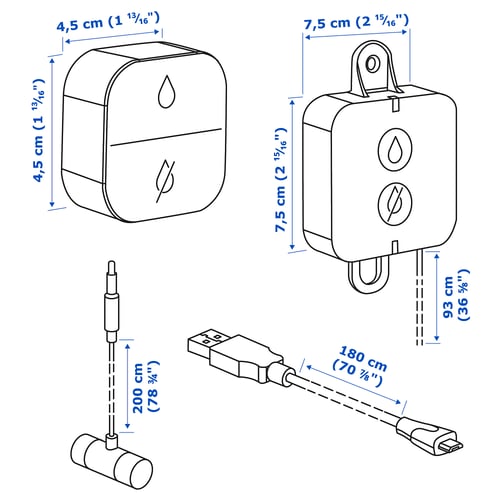 Illustration with measurements for the product: KNYCKLAN.