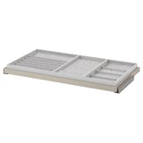 KOMPLEMENT Pull-out tray with insert, grey-beige/light grey, 100x58 cm