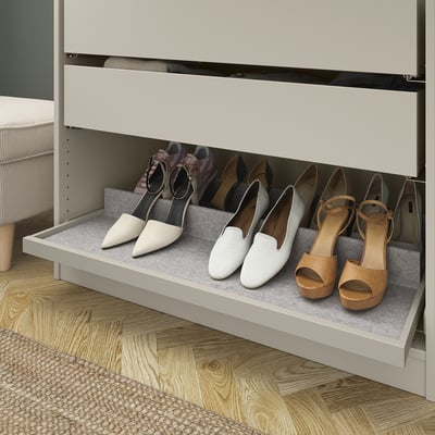 KOMPLEMENT Pull-out tray with shoe insert, grey-beige/light grey, 100x58 cm