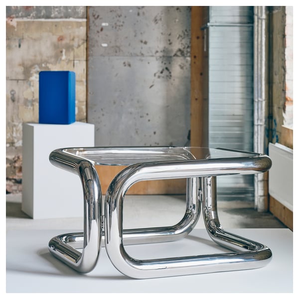 KONSTRUNDA Side table, silver-colour, 71x62x38 cm