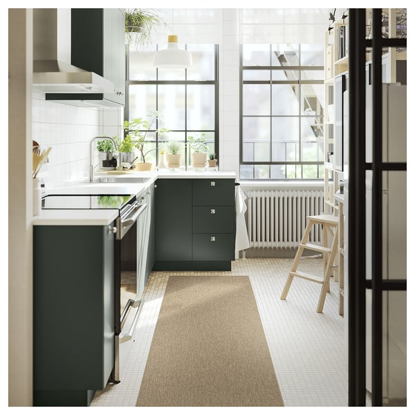 LÄTTBETONG Runner, flatwoven, beige/light brown, 80x250 cm