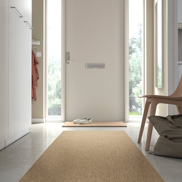 LÄTTBETONG Runner, flatwoven, beige/light brown, 80x250 cm