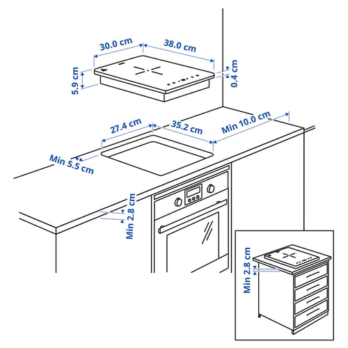 Illustration with measurements for the product: LAGAN.
