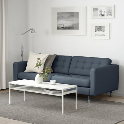 LANDSKRONA 3-seat sofa, Gunnared blue/metal