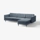 LANDSKRONA 4-seat sofa, with chaise longue/Gunnared blue/metal