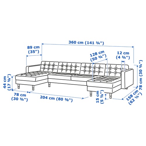 Illustration with measurements for the product: LANDSKRONA.