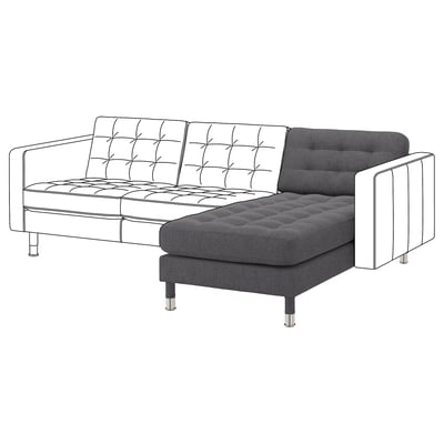 LANDSKRONA Chaise longue, add-on unit, Gunnared dark grey/metal