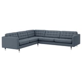 LANDSKRONA Corner sofa, 5-seat, Gunnared blue/metal