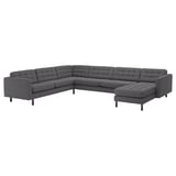 LANDSKRONA Corner sofa, 6-seat w chaise longue, Gunnared dark grey/wood/black