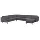 LANDSKRONA Corner sofa, 6-seat w chaise longue, Gunnared dark grey/wood/black