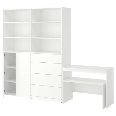 LASTARE Storage combination, white/table, 260x42x200 cm