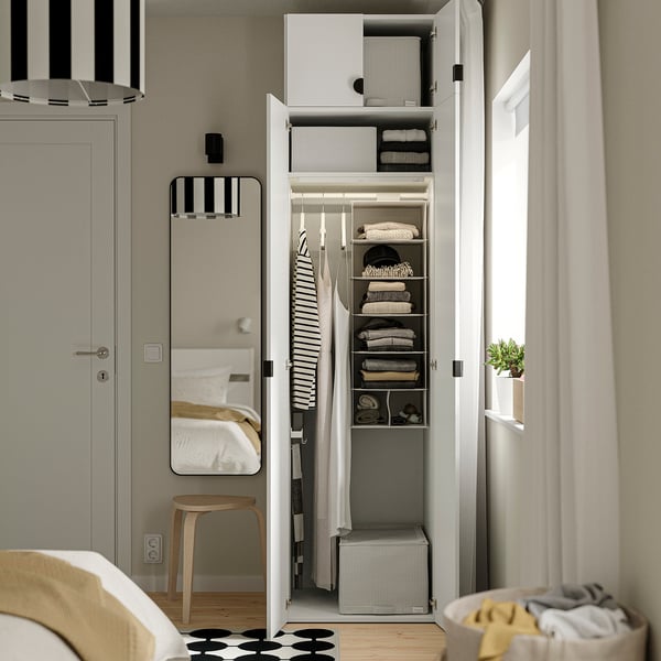 LASTARE Wardrobe combination, white/with height extension unit, 60x62x236 cm