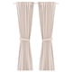 Light pink LENDA cotton curtains with ribbed texture and tie-backs, hung side by side.