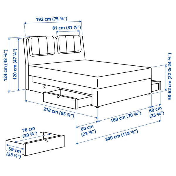 LILLFJÄLLET Divan bed with storage, Vågstranda firm/medium firm/Nordberget Tibbleby dark beige, 180x200 cm
