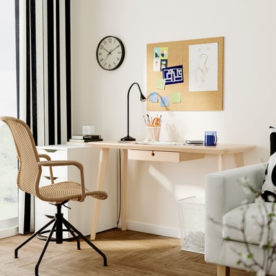 LISABO / STIGBYGEL Desk and chair, ash veneer brown/black