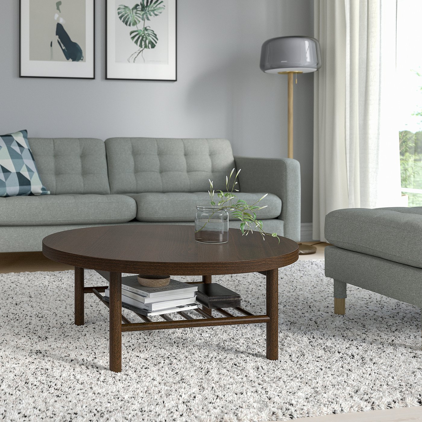 LISTERBY coffee table, dark brown beech veneer, 90 cm - IKEA Norway
