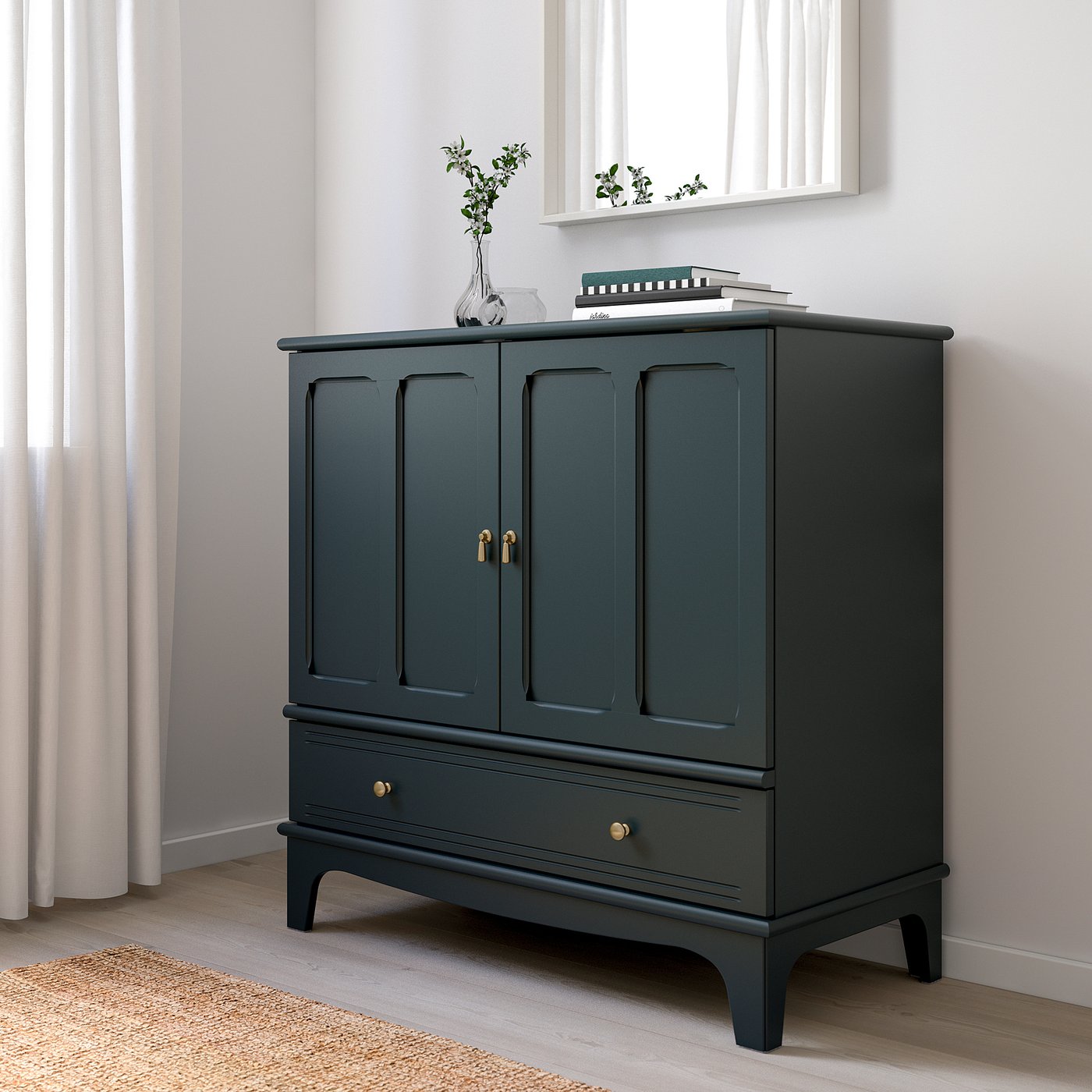 【廃盤・美品】IKEA LOMMARP ロマルプ 本棚 ダークブルーグリーン LOMMARP cabinet, dark blue-green, 102x101 cm - IKEA Norway