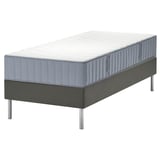 LYNGÖR Divan bed, Vågstranda medium firm/light blue dark grey, 90x200 cm