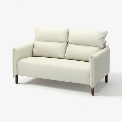 MANNARP light grey sofa, modern design, high back, wooden legs, 2-seater.
