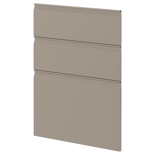 METOD kitchen panel, matte grey-beige, rectangular, three horizontal grooves, smooth finish.