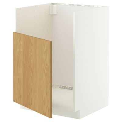 METOD Base cab f TALLSJÖN sink, white/Sinarp oak veneer, 60x60 cm