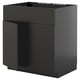 METOD Base cabinet f sink w 2 doors/front, black-grey/Nickebo matt anthracite, 80x60 cm