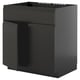 METOD Base cabinet f sink w 2 doors/front, black-grey/Upplöv matt anthracite, 80x60 cm
