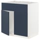 METOD Base cabinet f sink w 2 doors/front, white Axstad/matt blue, 80x60 cm