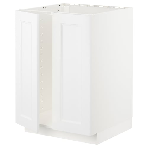 White METOD kitchen cabinet, rectangular, modern, with smooth surfaces and snap-on hinges.