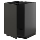 METOD Base cabinet for sink, black-grey/Nickebo matt anthracite, 60x60 cm