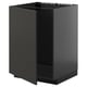 Option: METOD Base cabinet for sink, black-grey/Nickebo matt anthracite, 60x60 cm