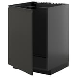 METOD Base cabinet for sink, black-grey/Upplöv matt anthracite, 60x60 cm