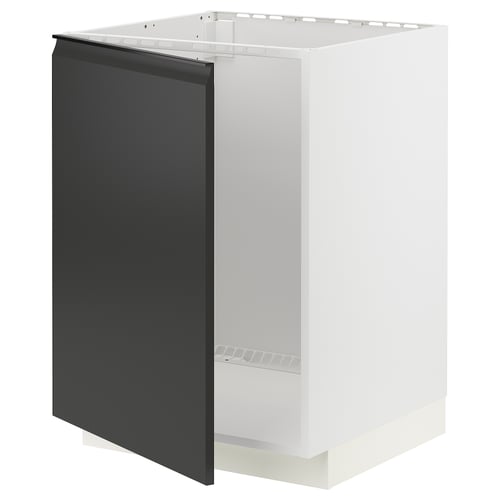 METOD kitchen cabinet: white with matte black door and integrated handle.