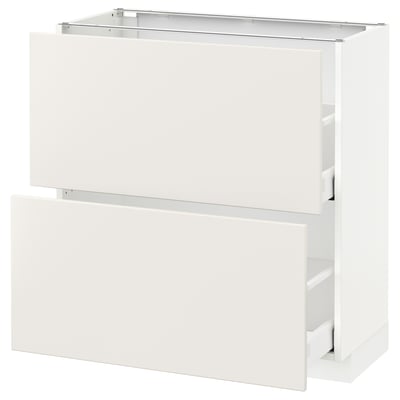 METOD Base cabinet with 2 drawers, white/Veddinge white, 80x37 cm
