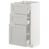 METOD Base cabinet with 3 drawers, white/Lerhyttan light grey, 40x37 cm