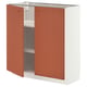 METOD Base cabinet with shelves/2 doors, white/Terrsjö red-brown wave pattern, 80x37 cm