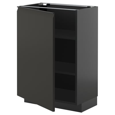 METOD Base cabinet with shelves, black-grey/Upplöv matt anthracite, 60x37 cm