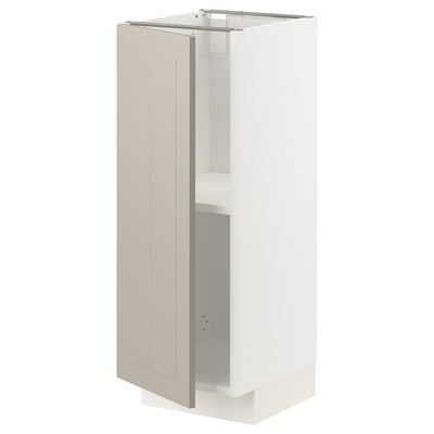 METOD Base cabinet with shelves, white/Stensund beige, 30x37 cm