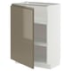 METOD Base cabinet with shelves, white/Voxtorp high-gloss dark grey-brown, 60x37 cm